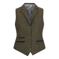 TPSTZ71 - Dames olijfgroen tweed gilet