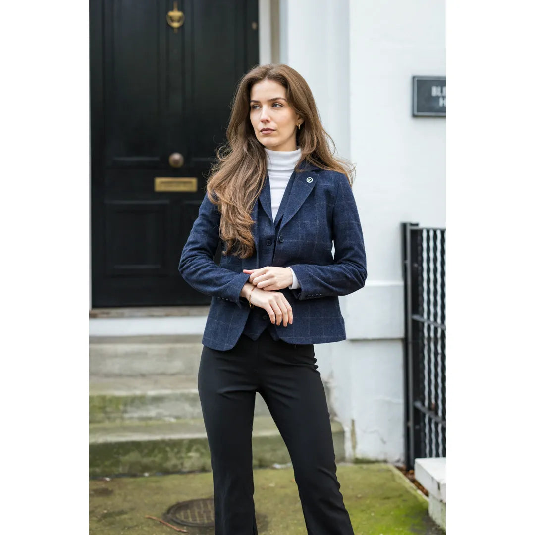 TPSTZ72 - Marineblauwe tweedblazer voor dames