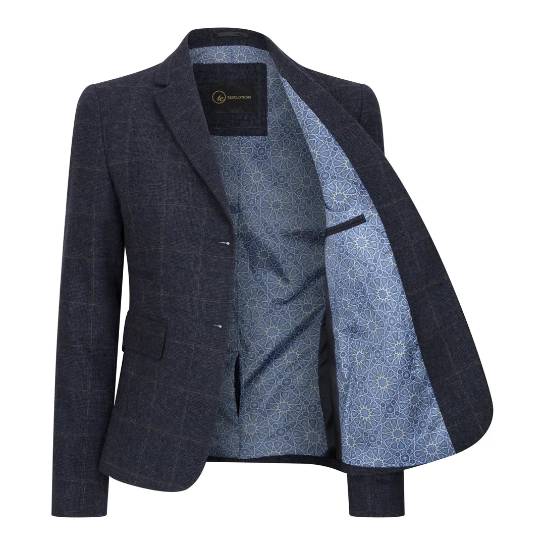 TPSTZ72 - Marineblauwe tweedblazer voor dames
