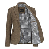 TPW-20 - Dames wolmix bruine pied-de-poule tweed blazer