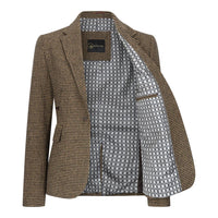 TPW-20 - Dames wolmix bruine pied-de-poule tweed blazer
