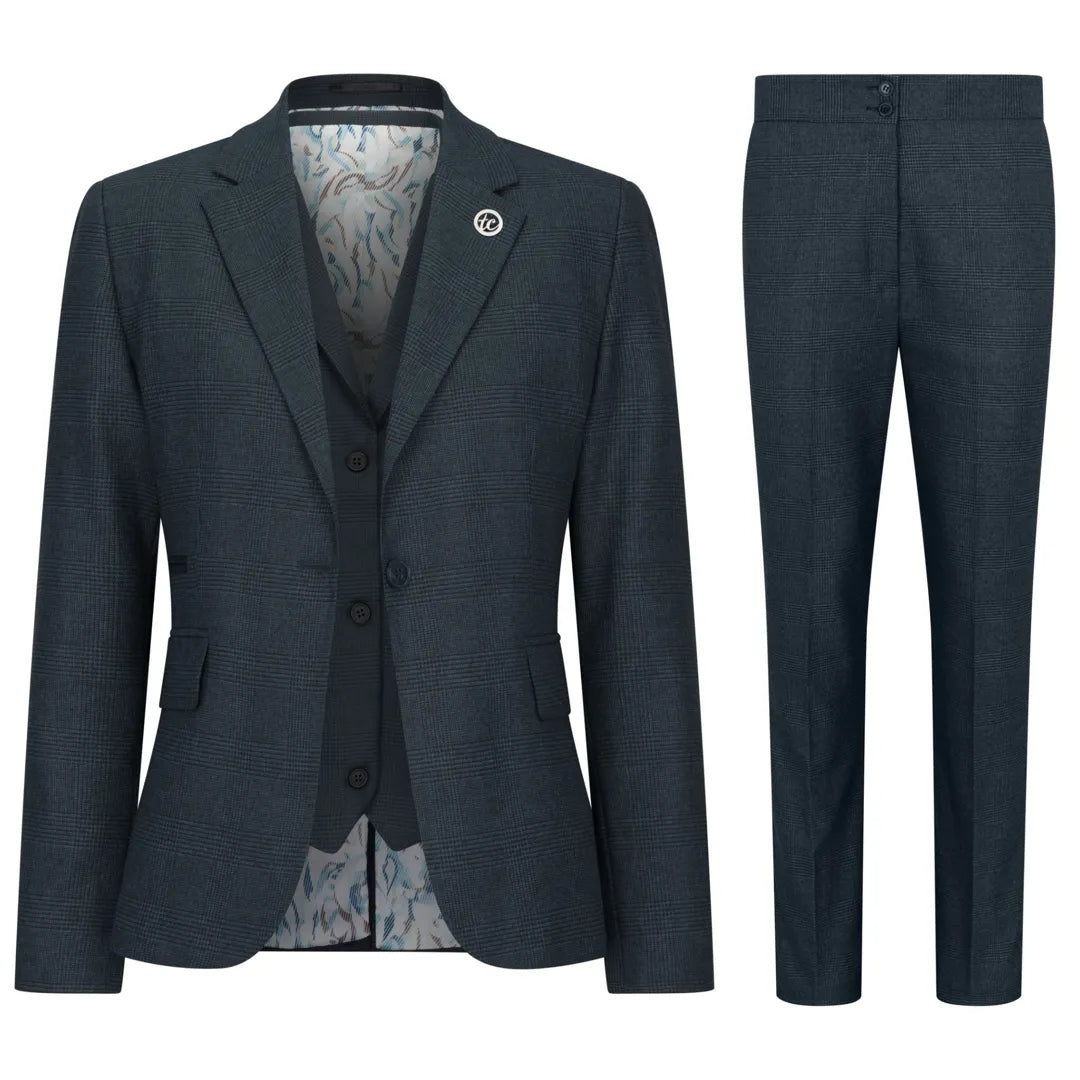 TPW53 - Dames groen 3-delig Prince of Wales-ruitpak