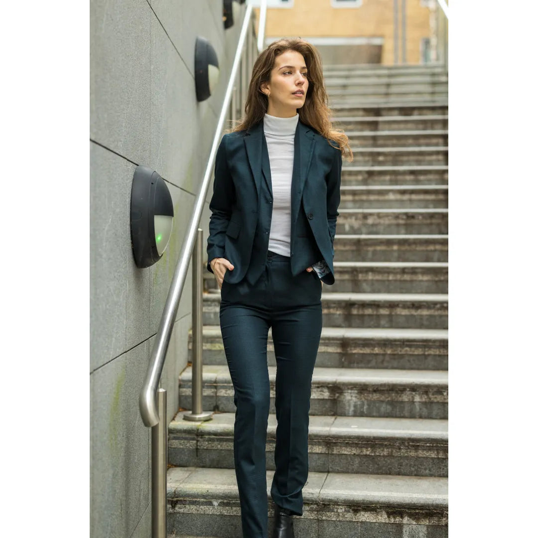 TPW53 - Dames groen 3-delig Prince of Wales-ruitpak