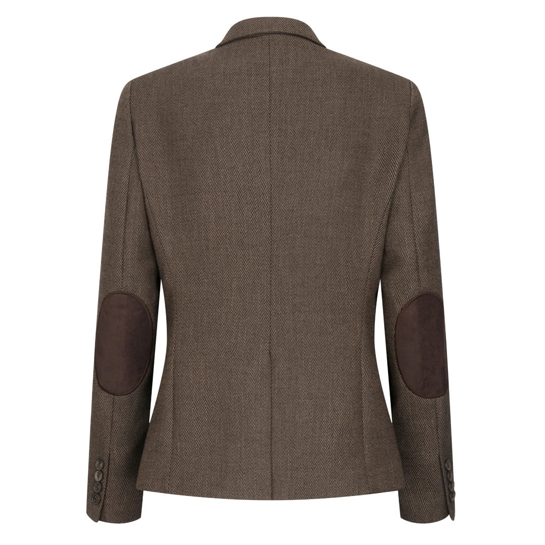 TPW-AK-06 - Bruin driedelig tweedpak met visgraatmotief voor dames