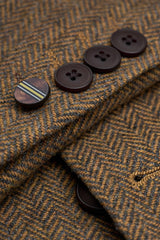 Thomas - Heren bruin 3-delig wolmix tweed pak