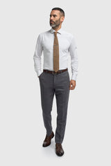 Thomas - Heren marineblauw 3-delig wolmix tweed pak