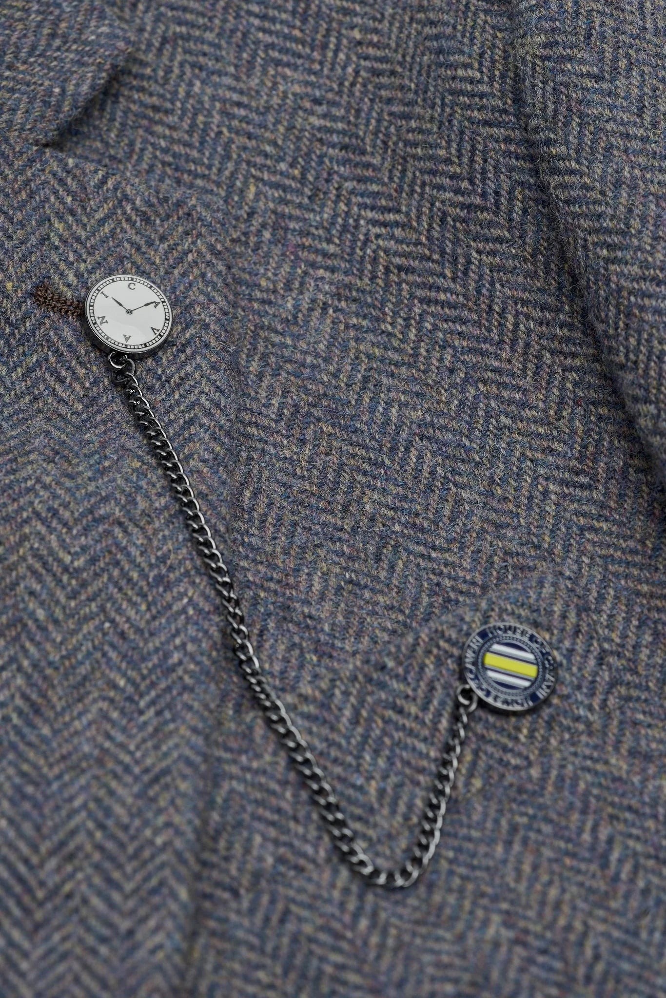 Thomas - Heren marineblauw 3-delig wolmix tweed pak