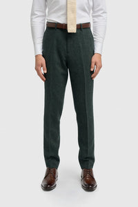 Thomas - Olijfgroen 3-delig wolmix tweedpak