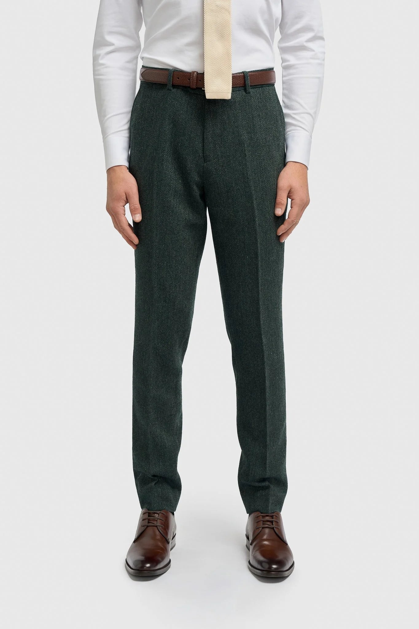 Thomas - Olijfgroen 3-delig wolmix tweedpak