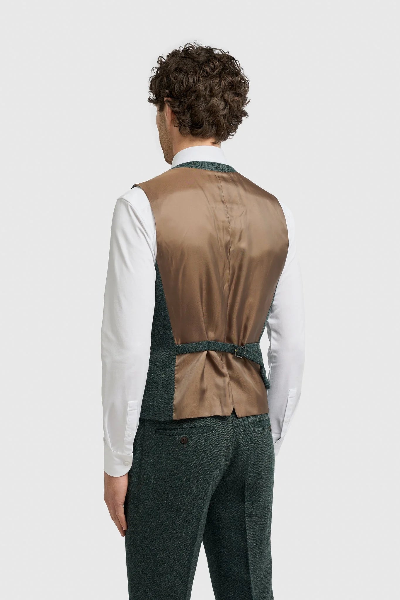 Thomas - Olijfgroen 3-delig wolmix tweedpak