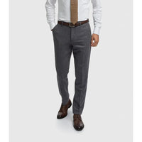 Thomas - Heren Marineblauwe wolmix visgraat tweed broek