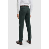 Thomas - Heren olijfkleurige wolmix visgraat tweed broek