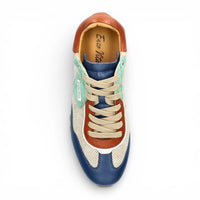 Aglae 02 - Grijze en blauwe leren sneakers voor heren