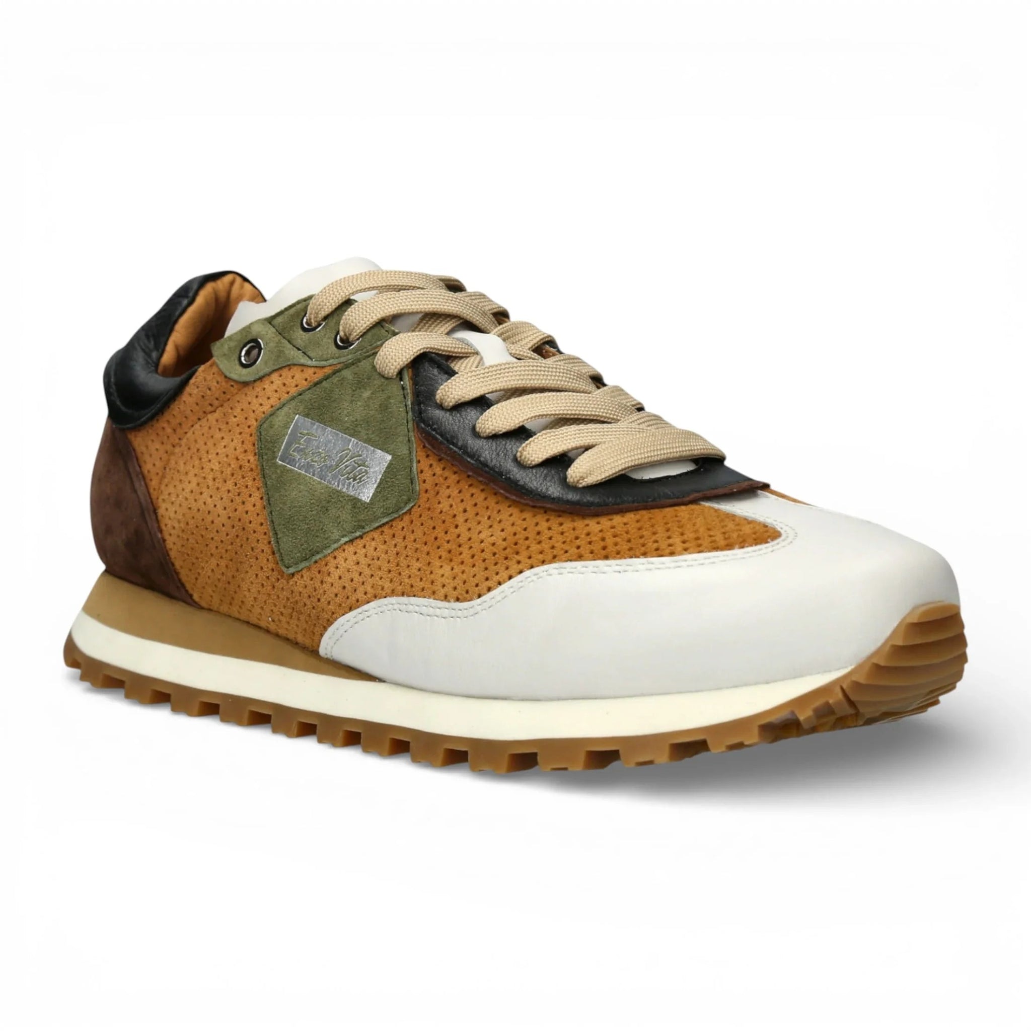Aglae 02 - Heren sneakers van bruin-wit leer