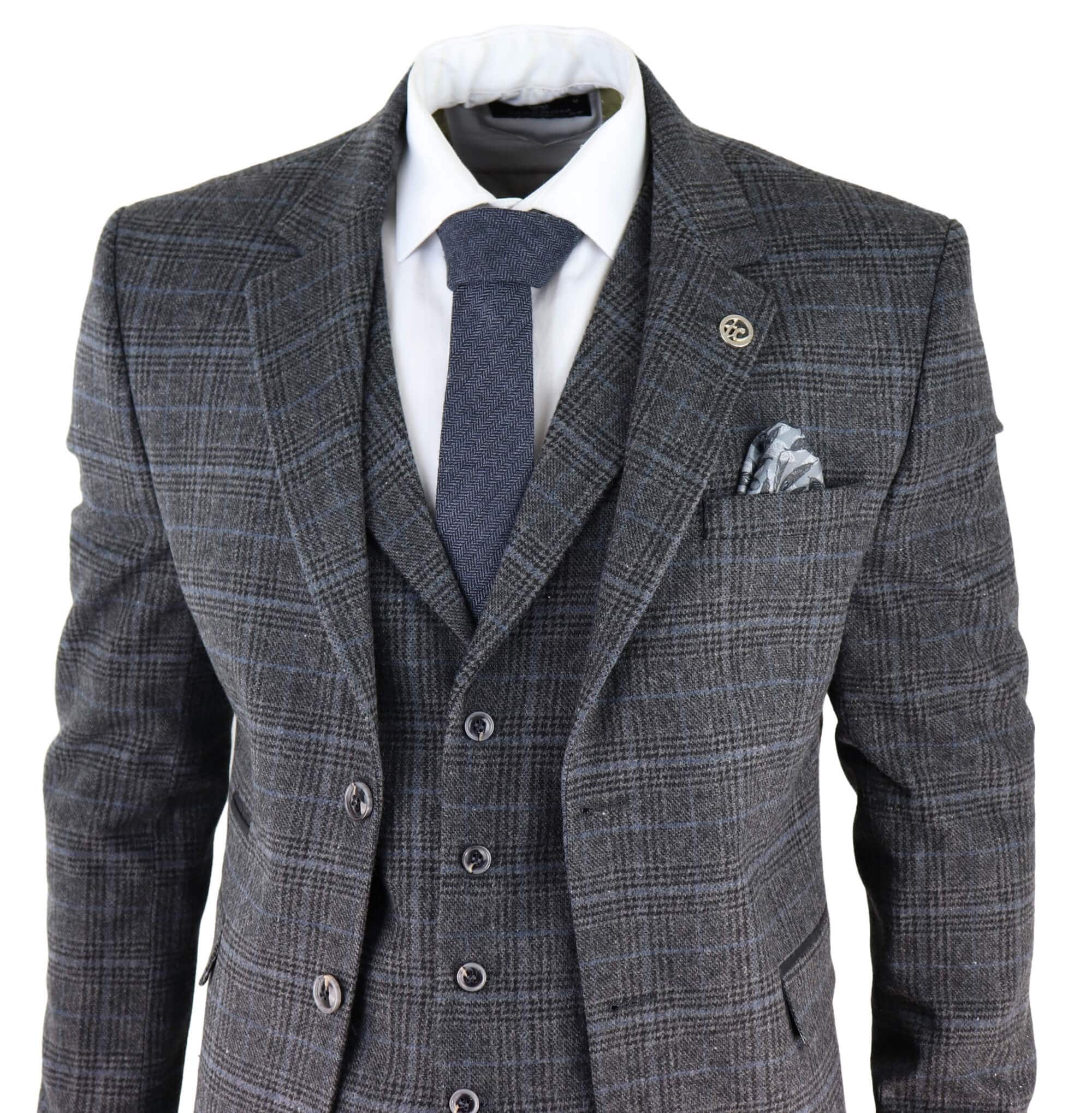 Men's Grey Tartan Check 3 Piece Suit