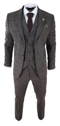 Men's Brown Tweed 3 Piece Suit