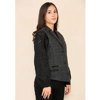 Dames Tweed Geruit Vest Grijs