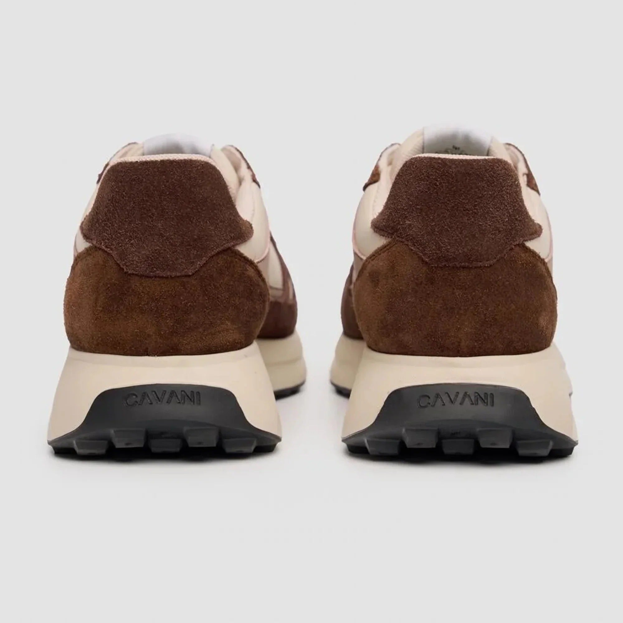 Albany - Heren sneakers van ademend mesh in beige/bruin.