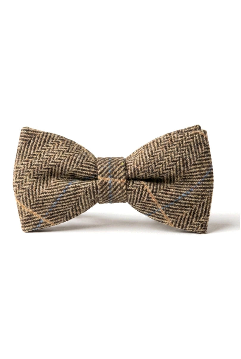 Albert - Heren Bruine Tweed Strik met Herringbone-motief