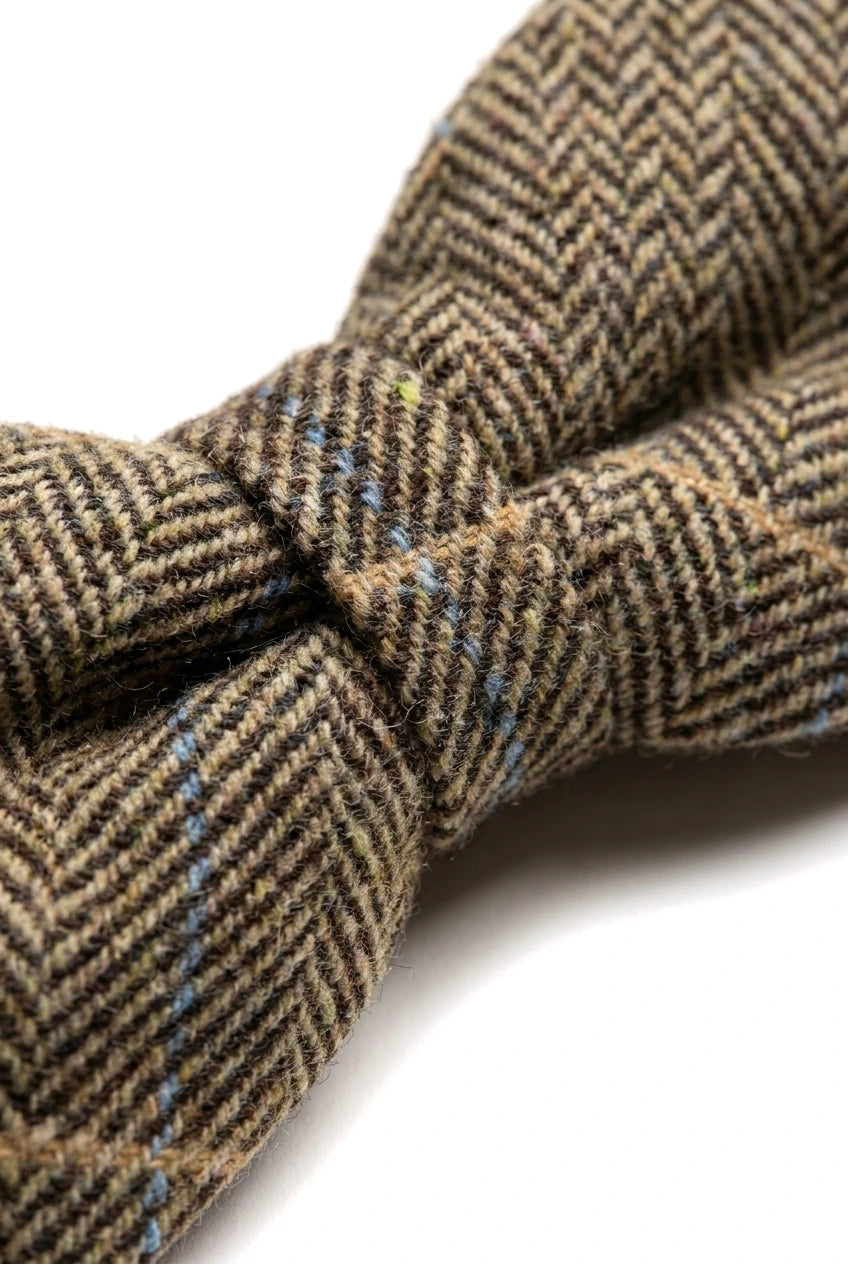 Albert - Heren Bruine Tweed Strik met Herringbone-motief