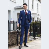 Heren blauwbruin geruit 3-delig pak op maat gemaakt voor bruiloften, gala's, races, Prins van Wales