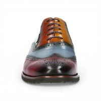 Antonin 01 - Herenschoenen van zwart bordeauxrood leer in Oxford-stijl