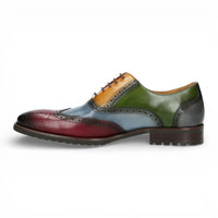 Antonin 01 - Herenschoenen van zwart bordeauxrood leer in Oxford-stijl