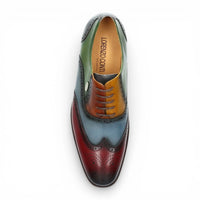 Antonin 01 - Herenschoenen van zwart bordeauxrood leer in Oxford-stijl