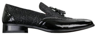 Mens Smart Party Shiny Tassle Shoes Red Silver Black Slip On Patent Leather