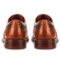 Arlo - Herenschoenen van bruin leer met tweedprint, brogue-model