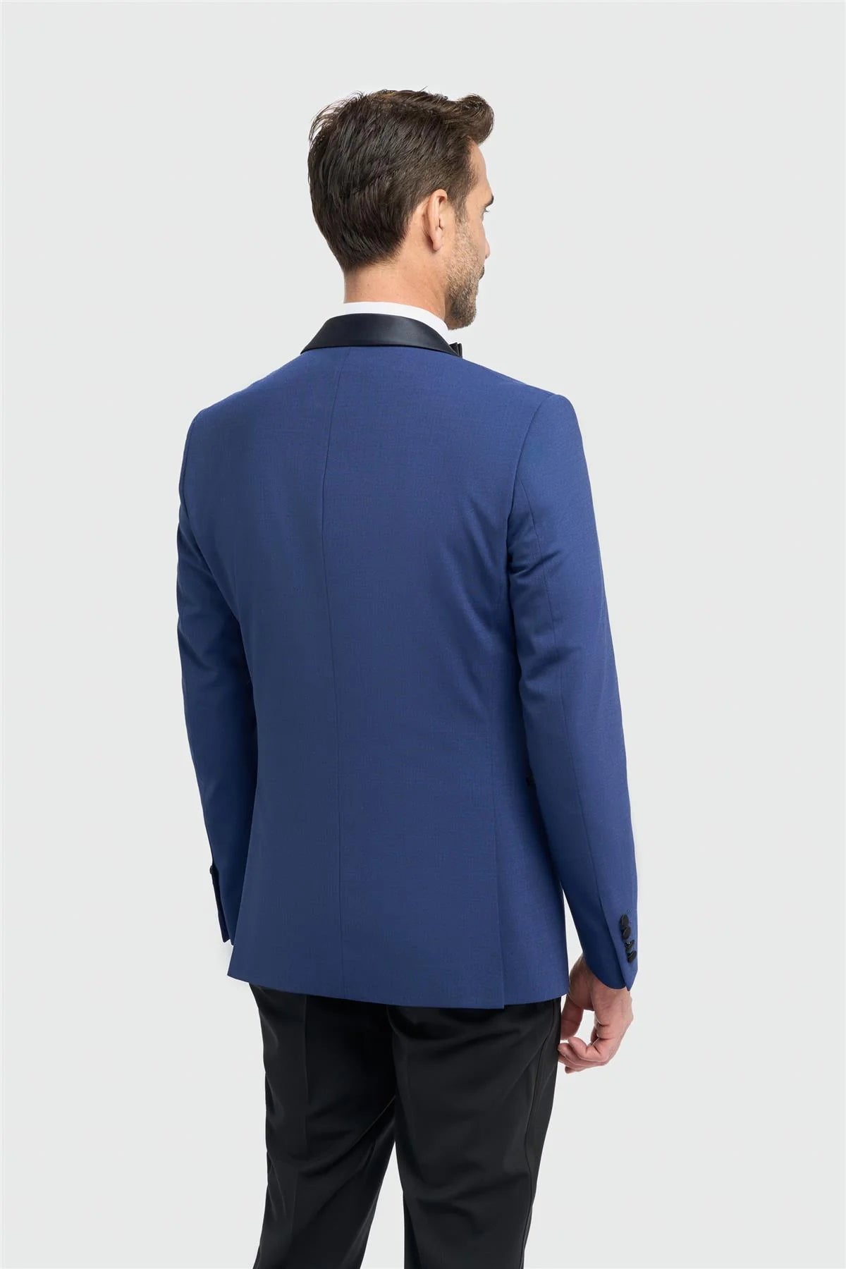 Aspen - Heren blauw smokingblazer met sjaalkraag