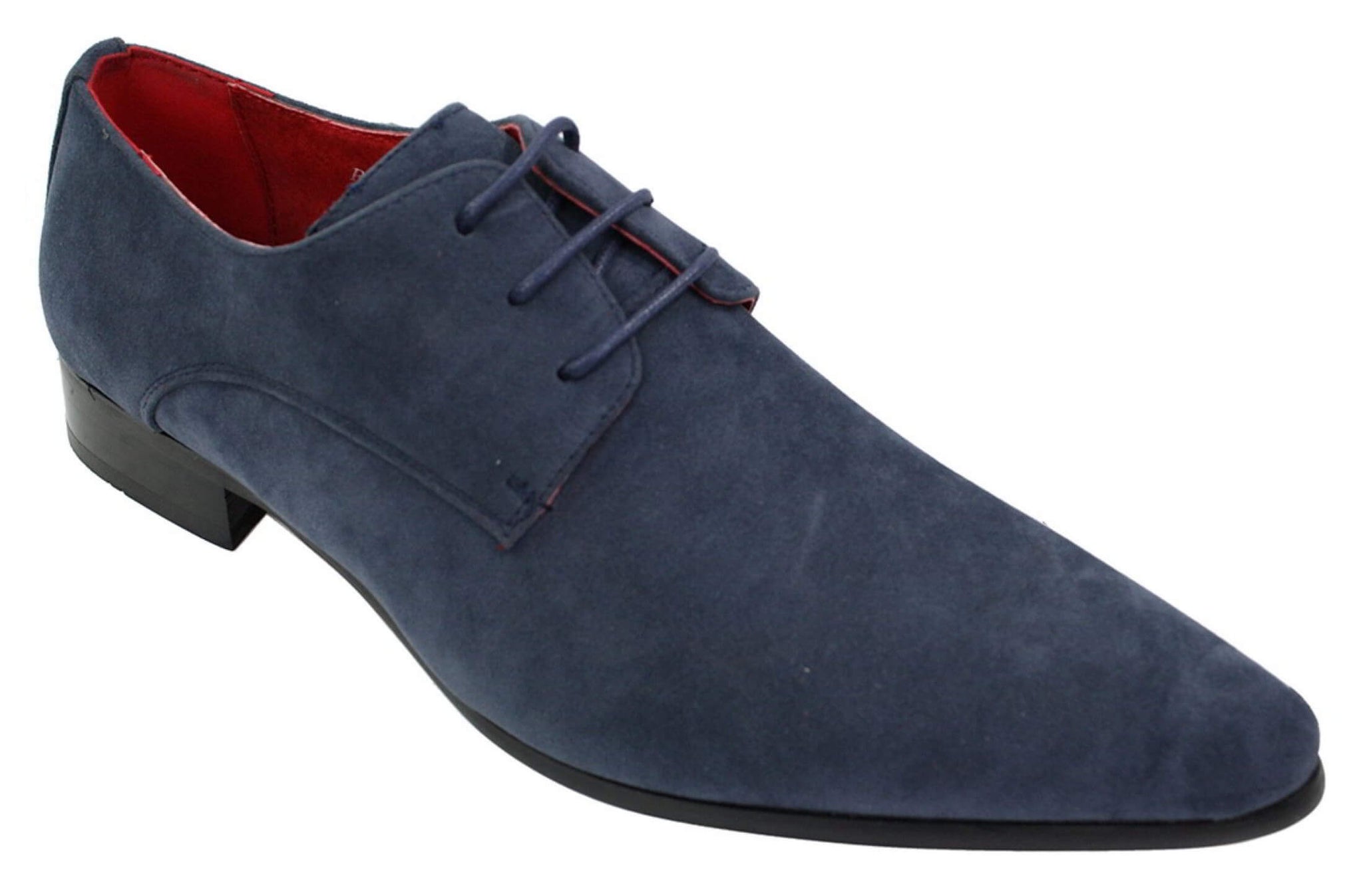 Mens Laced Pointed Suede Leather Blue Italian Design Shoes Smart Casual