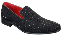 Mens Suede Slip On Loafers Shoes Stud Spikes Silver Smart Casual Shiny Party