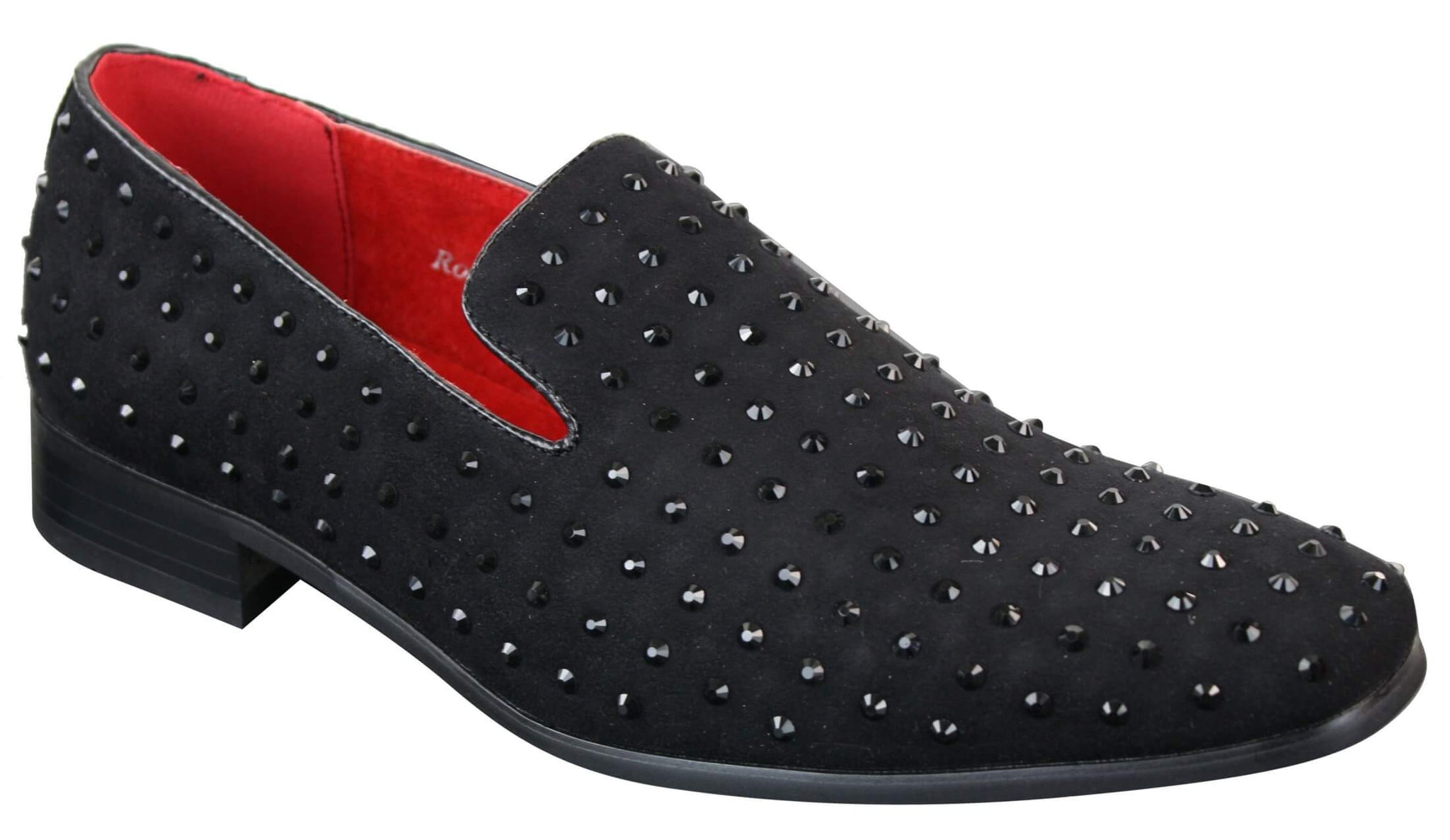 Mens Suede Slip On Loafers Shoes Stud Spikes Silver Smart Casual Shiny Party