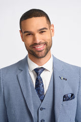 Baresi Heren 3-delig grijs en marineblauw contrasterend klassiek zomerpak met ruitjesmotief