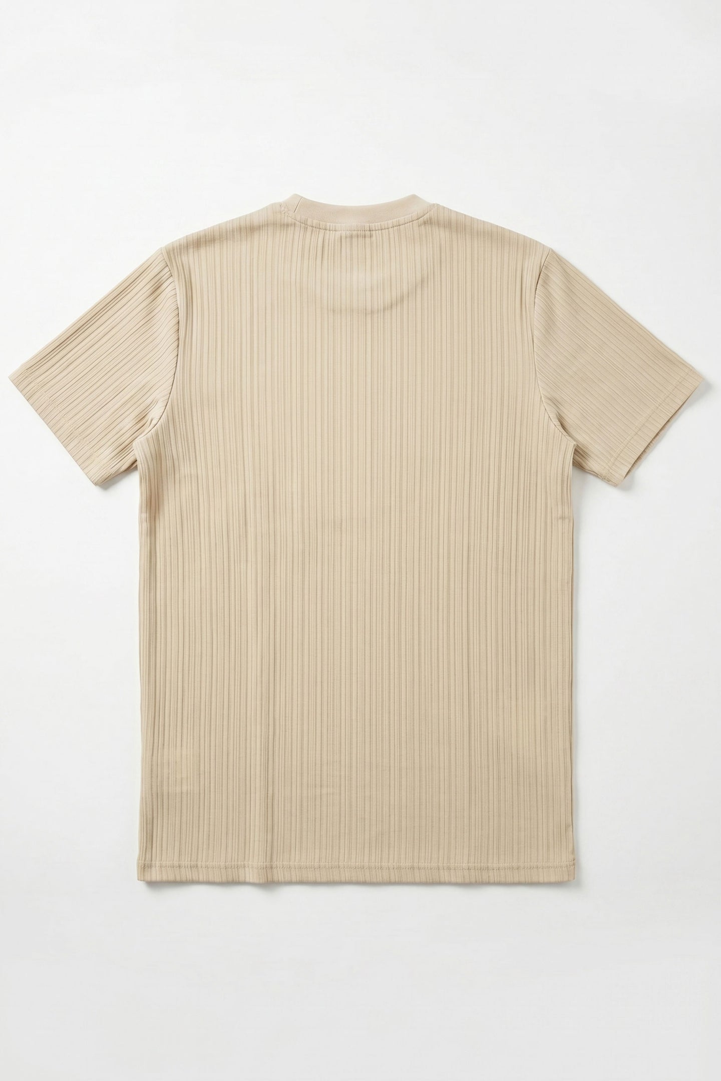 Beige geribbeld klassiek T-shirt voor heren