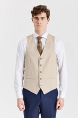 Belmont marineblauw pak met contrasterend Belmont beige vest.