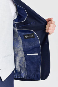 Belmont marineblauw pak met contrasterend Belmont zilverkleurig vest.