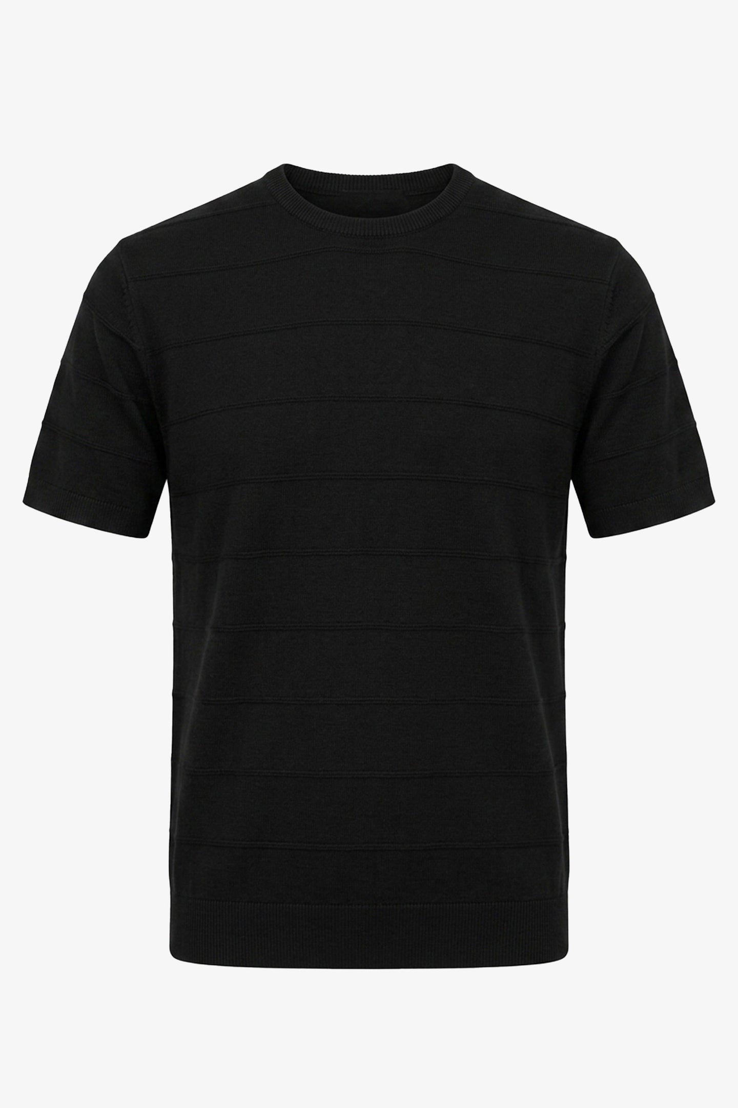 Zwart gebreid T-shirt met textuur voor heren