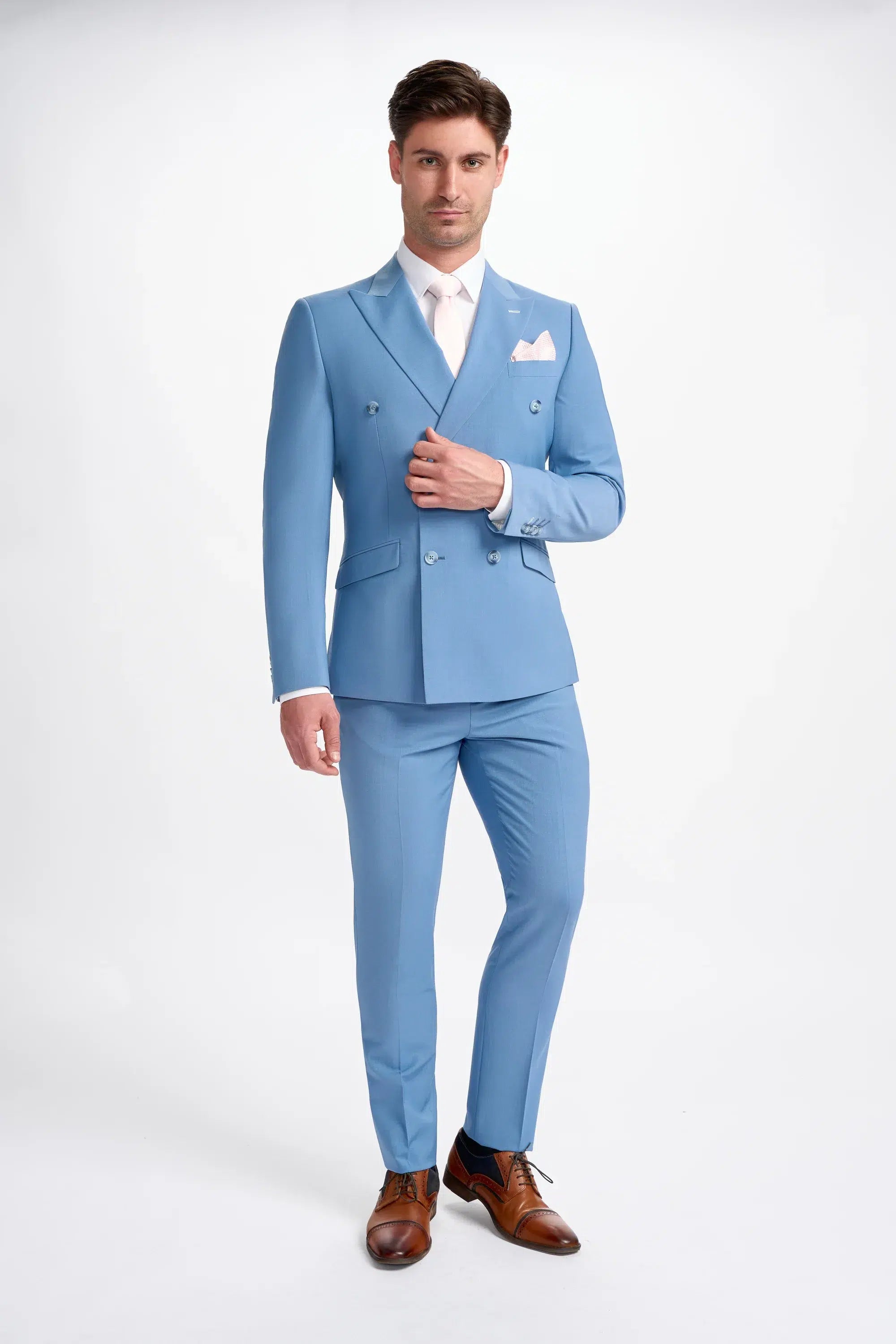 Bond - Men's Sky Blue 2 Piece Double Breasted Suit