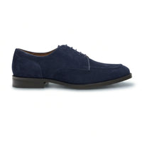 Brera - Klassieke Derby-schoenen met vetersluiting voor heren, gemaakt van marineblauw suède.