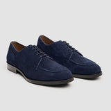 Brera - Klassieke Derby-schoenen met vetersluiting voor heren, gemaakt van marineblauw suède.