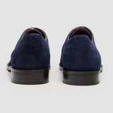 Brera - Klassieke Derby-schoenen met vetersluiting voor heren, gemaakt van marineblauw suède.