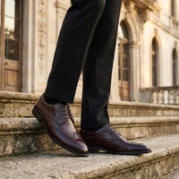 Cambridge - Donkerbruine wingtip brogue derby schoenen voor heren