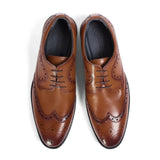 Cambridge - Herenschoenen in de vorm van een brogue met vleugelneus in een lichtbruine tint