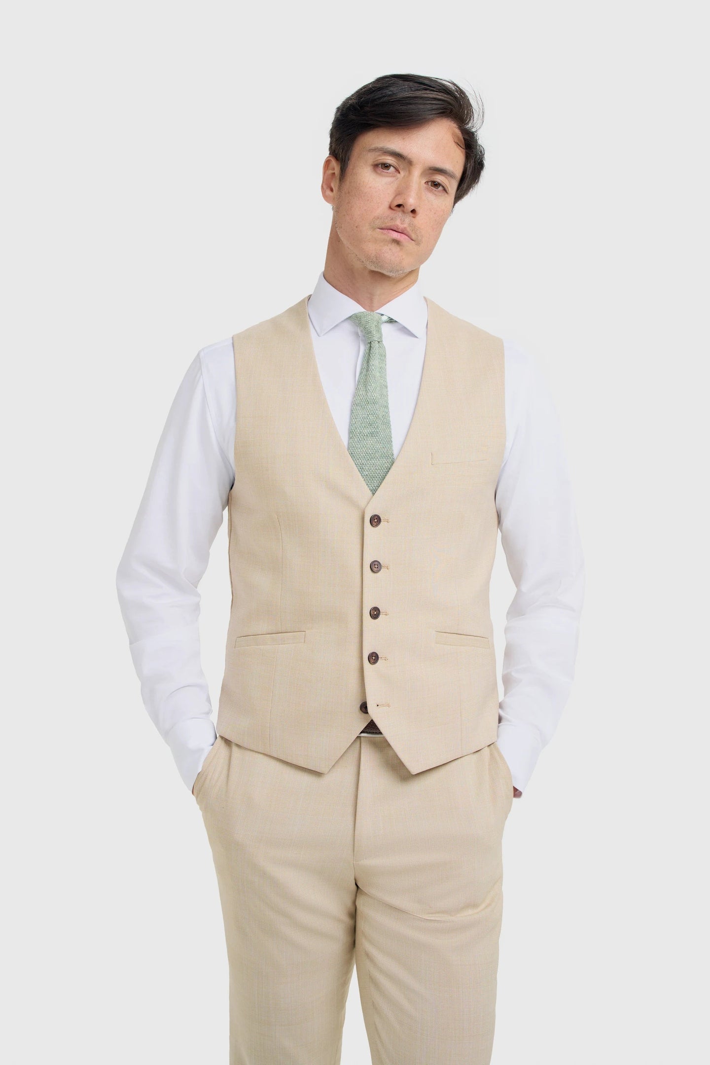 Camden - Beige geruit herenvest