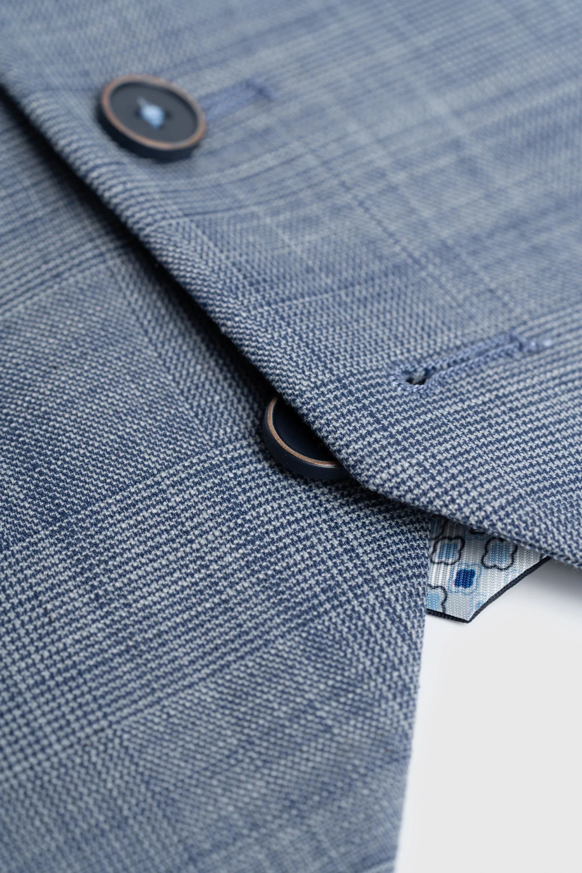 Camden - Blauw driedelig pak met ruitpatroon voor heren