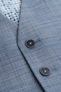 Camden - Blauw driedelig pak met ruitpatroon voor heren