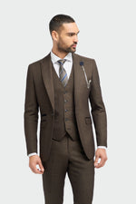 Caridi - Heren Tweed Bruin Blazer