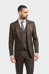 Caridi - Heren Tweed Bruin Blazer